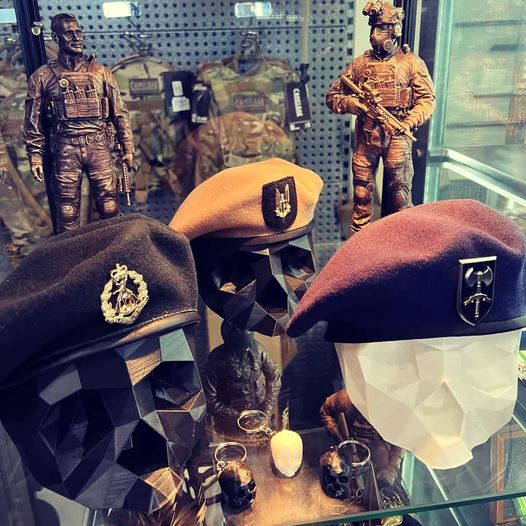 Multiple military beret displays