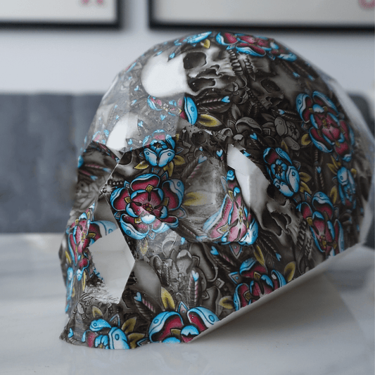 Multicoloured skull display