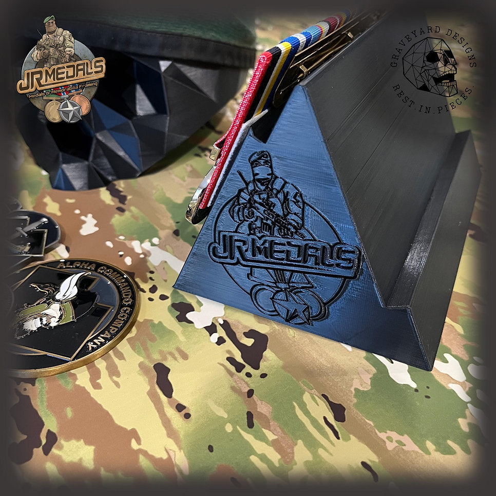 Side of military medal display